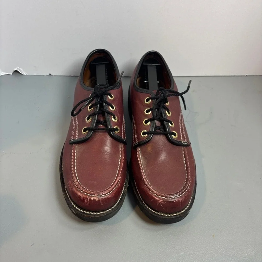 Vintage Moc Toe Oxford Shoes Mens 9D‎ Burgundy Leather Workwear Heritage Korea